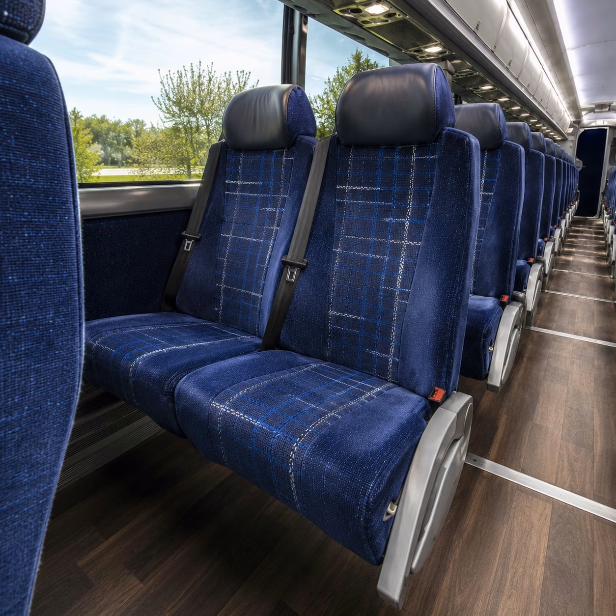 56 passenger charter bus inside